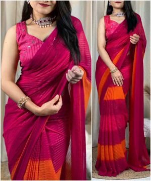 Georgette-saree (11) Trendy Georgette Sequence Saree DS14
