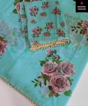 Indian Pure Georgette Saree with Digital Print PG02