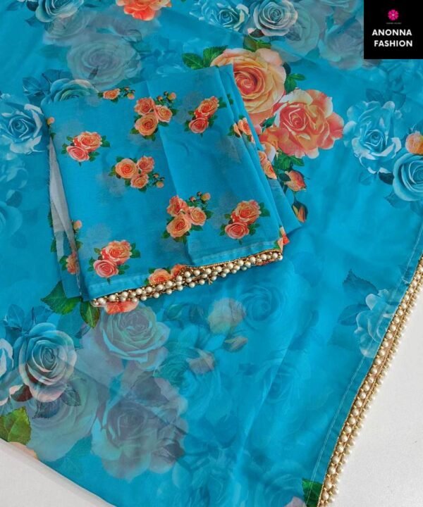 Indian Pure Georgette Saree with Digital Print PG04