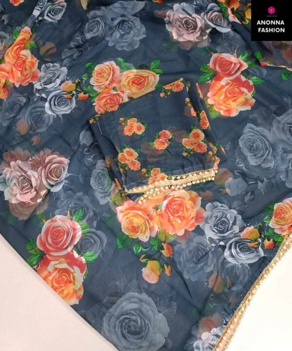 Indian Pure Georgette Saree with Digital Print PG07