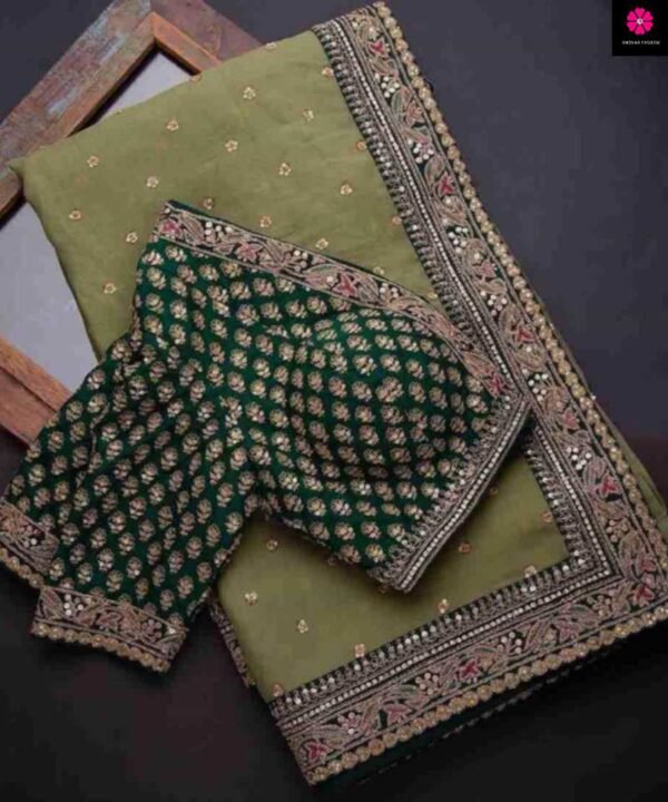 7fe13530-6566-4a5f-b7b4-434591f230c3 Designer Mushroom Georgette Saree with Coding Embroidery MG02