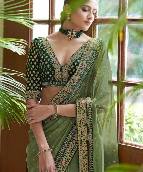 MG01 (8) Designer Mushroom Georgette Saree with Coding Embroidery MG02