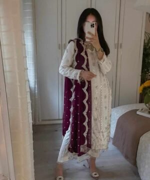 HEAVY FAUX GEORGETTE DIGITAL PRINT HANDWORK SUIT FG04