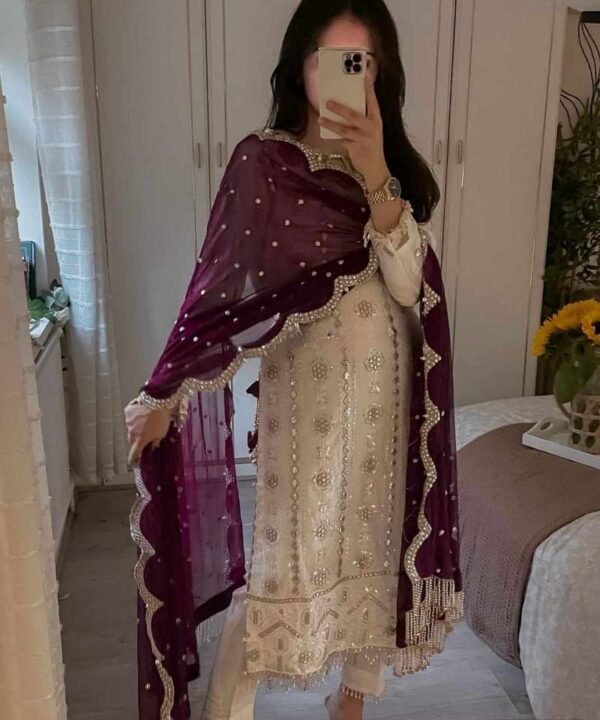 HEAVY FAUX GEORGETTE DIGITAL PRINT HANDWORK SUIT FG04