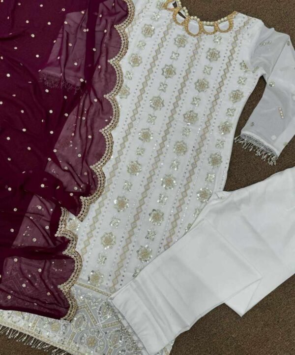 HEAVY FAUX GEORGETTE DIGITAL PRINT HANDWORK SUIT FG04