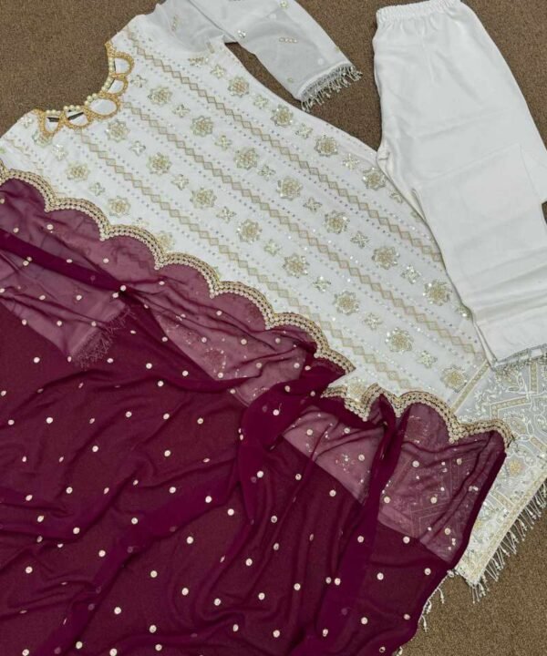 HEAVY FAUX GEORGETTE DIGITAL PRINT HANDWORK SUIT FG04