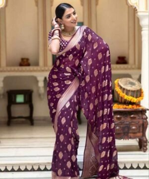 Banarasi khadi Georgette Jacquard Waving Saree BK01