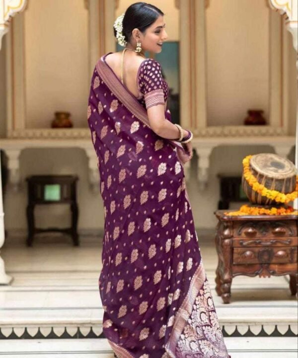 BK (7) Banarasi khadi Georgette Jacquard Waving Saree BK01