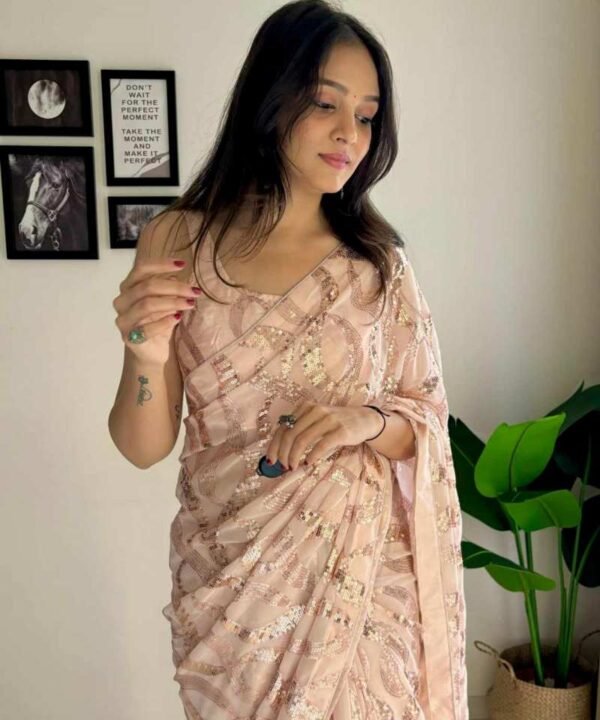 Georgette Saree With Sequence Work GS23