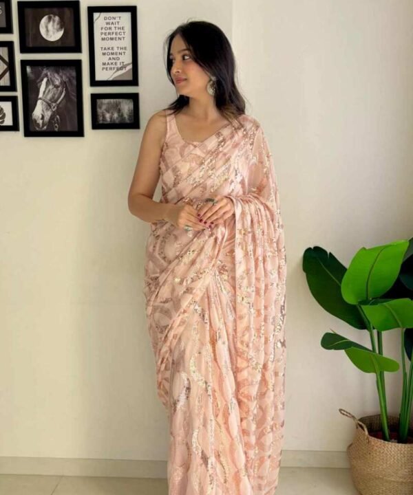 Georgette Saree With Sequence Work GS23