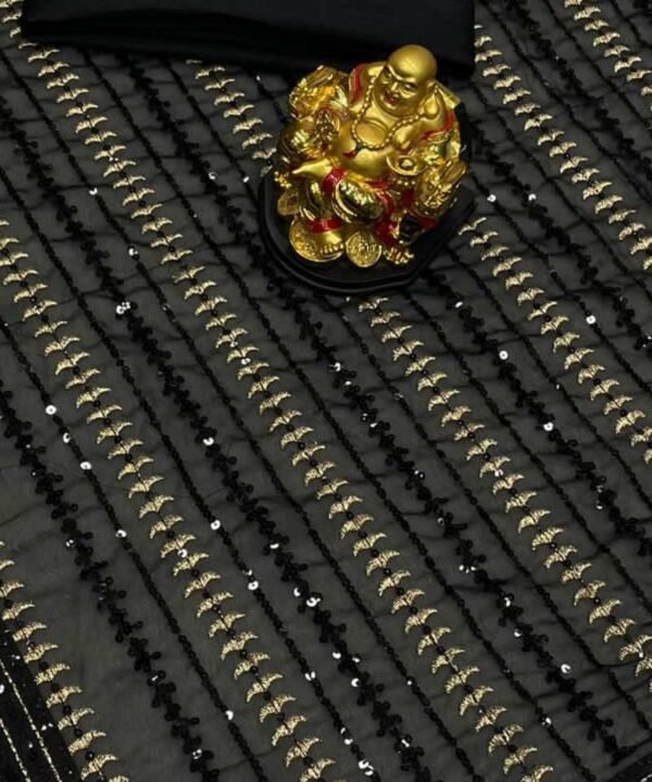 Net (2) Georgette Saree With Sequence & Embroidery Work NS02