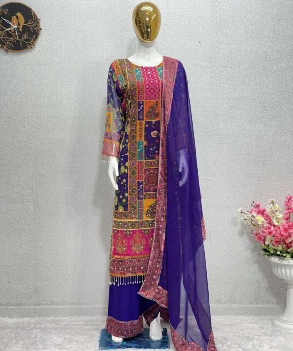 HEAVY FAUX GEORGETTE DIGITAL PRINT HANDWORK SUIT FG02