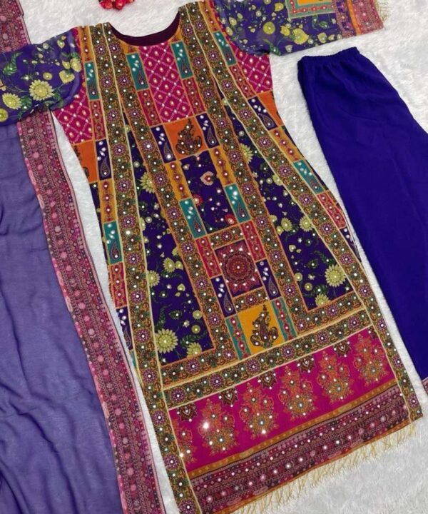 HEAVY FAUX GEORGETTE DIGITAL PRINT HANDWORK SUIT FG02