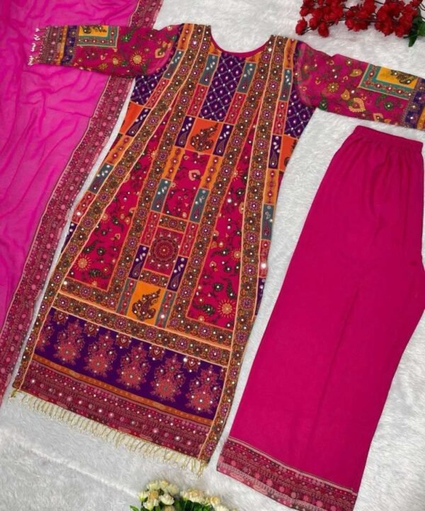 HEAVY FAUX GEORGETTE DIGITAL PRINT HANDWORK SUIT FG01