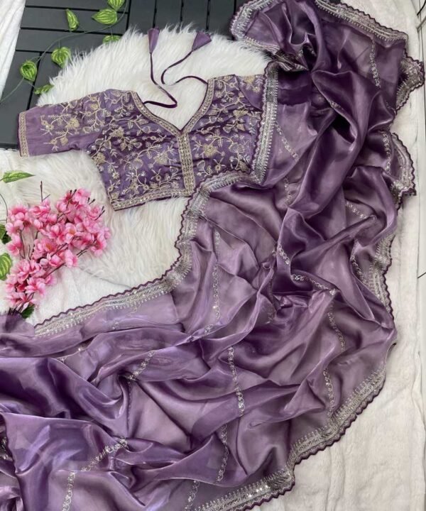 JM (1) Pure crystal silk Jimmy Choo sarees with sequence & zari embroidered JM13