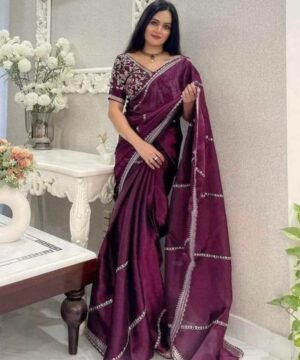 Pure crystal silk Jimmy Choo sarees with sequence & zari embroidered JM14