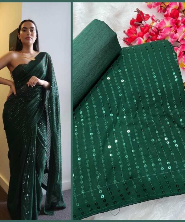 Georgette Saree With Sequence and Beautiful Double Border GS62