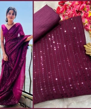 Georgette Saree With Sequence and Beautiful Double Border GS64