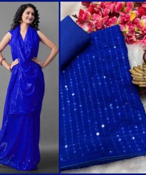 Georgette Saree With Sequence and Beautiful Double Border GS66