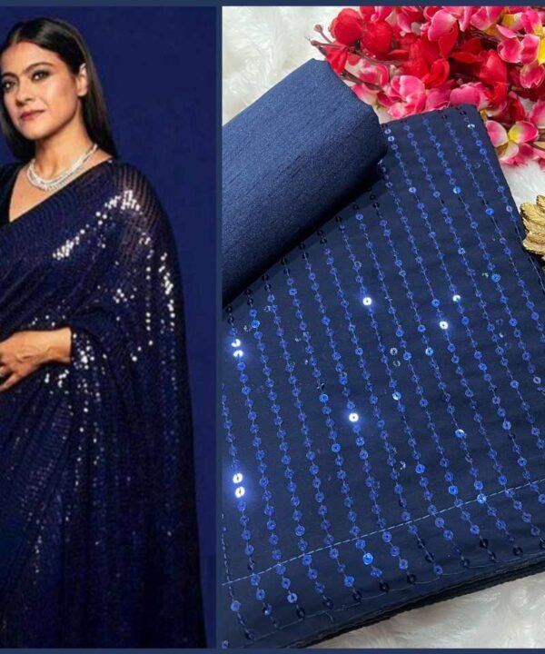 Georgette Saree With Sequence and Beautiful Double Border GS67