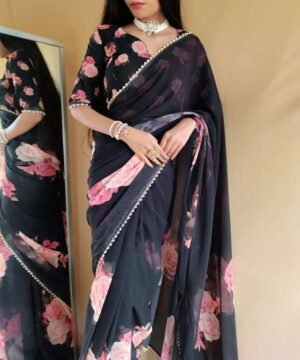 Indian Pure Georgette Saree with Blouse Piece GS81