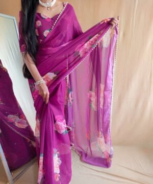 Indian Pure Georgette Saree with Blouse Piece GS82