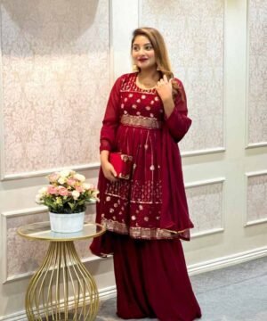 Fox Georgette With Hevvy 5mm Sequences Embroidery Work With Full-Sleeves DL01