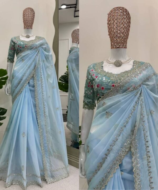 JB55 (2) Tibby Mono Bangalore Silk Saree with Thread & Sequence work JB55