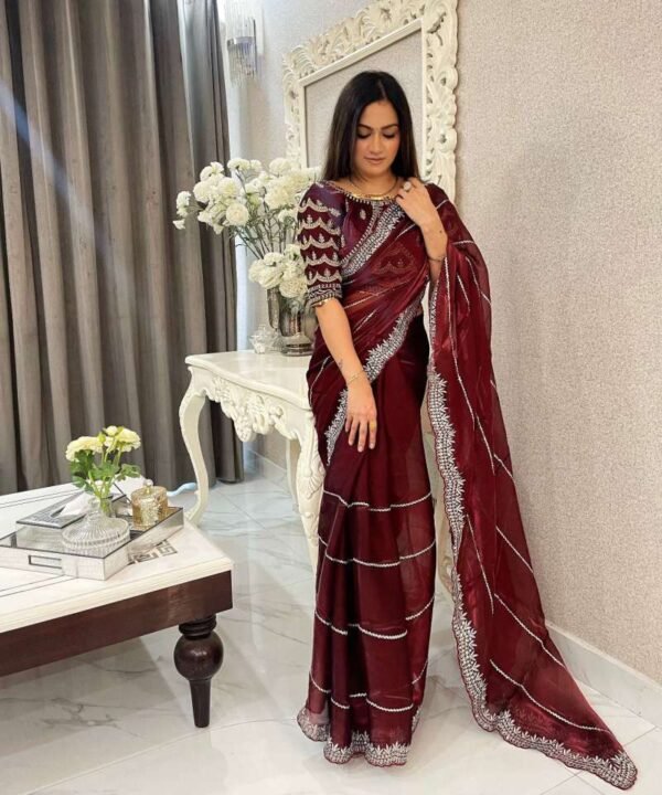 Pure soft Jimmy Choo silk saree with Sequence work JS41