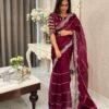 Pure soft Jimmy Choo silk saree with Sequence work JS41