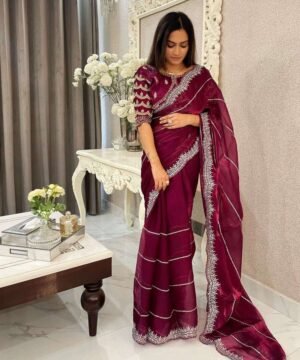 Pure soft Jimmy Choo silk saree with Sequence work JS41