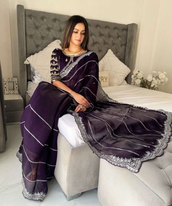 Pure soft Jimmy Choo silk saree with Sequence work JS44