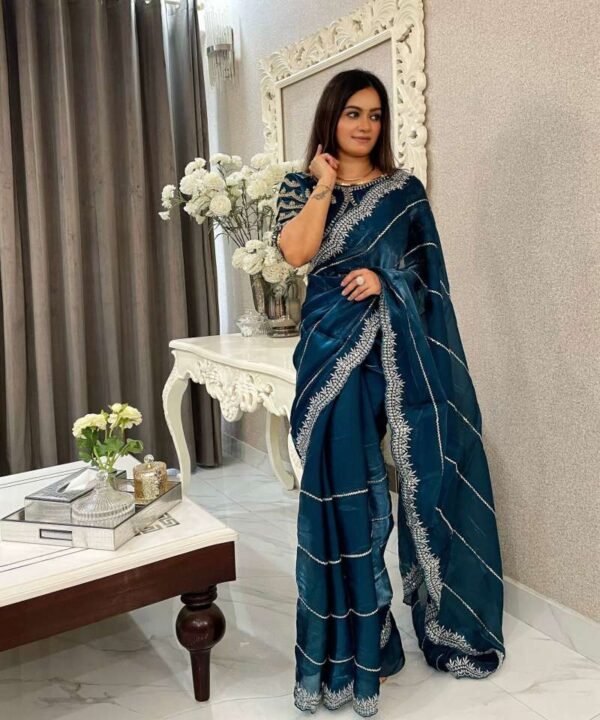 JM42 Pure soft Jimmy Choo silk saree with Sequence work JS42