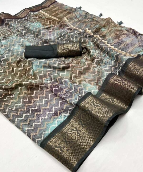  Chiffon digital print with sequence work Saree CDS04