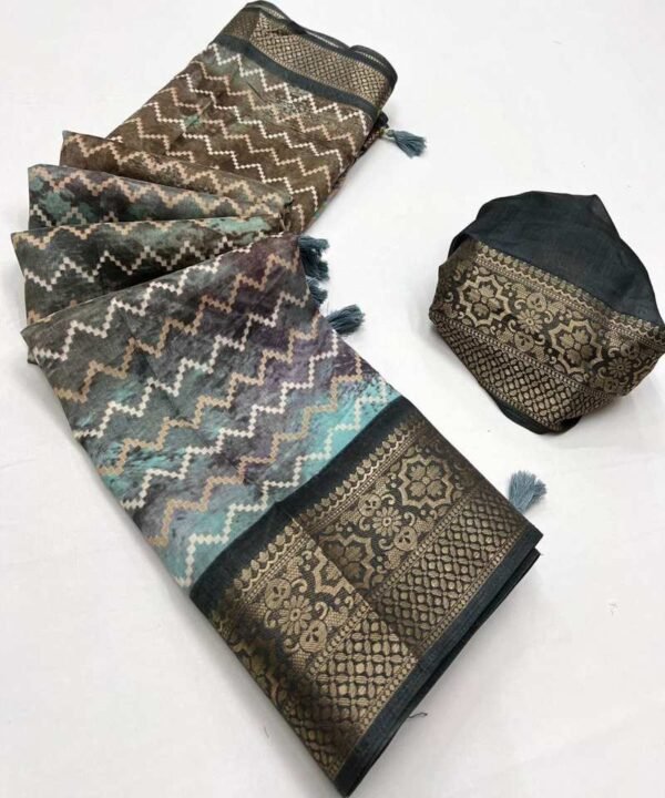  Chiffon digital print with sequence work Saree CDS04