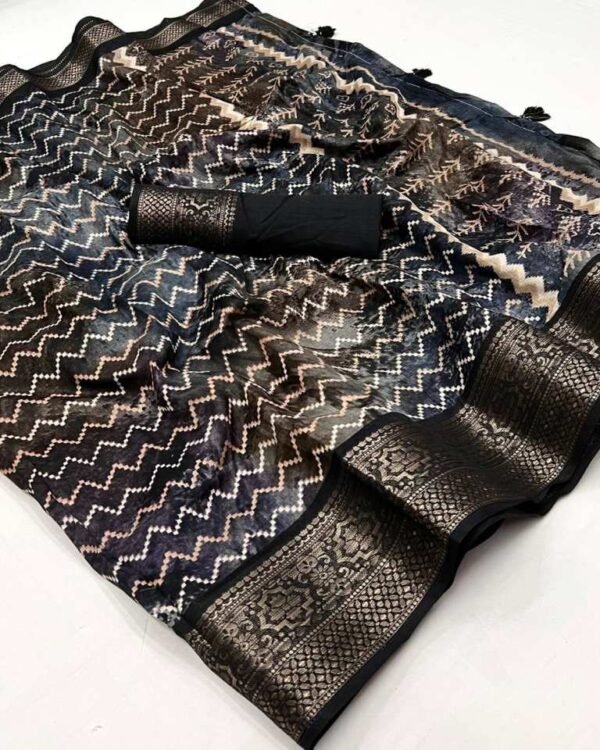  Chiffon digital print with sequence work Saree CDS05