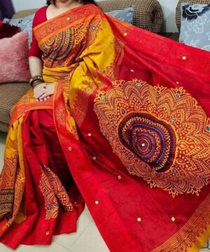 Dhupian Silk Saree with Block and Embroidery DP02
