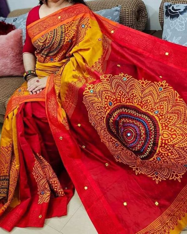 Dhupian Silk Saree with Block and Embroidery DP02