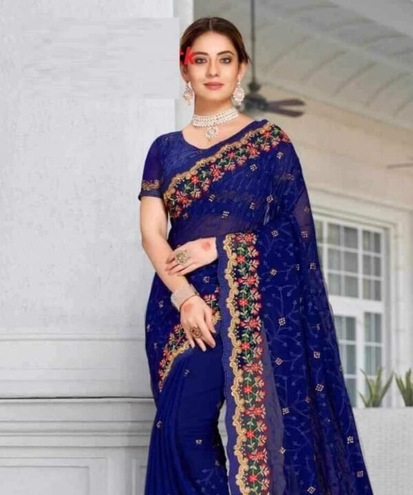 GS111 (1) Georgette Embroidery Saree G114