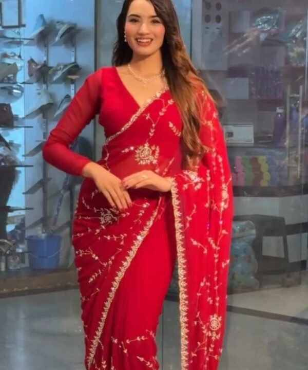 Chinigura Georgette Sequences Embroidery Saree G111