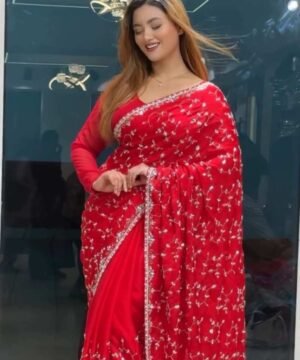 Chinigura Georgette Sequences Embroidery Saree G110