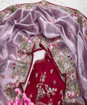 Pure soft jimmy choo silk saree with amazing embroidery JS53