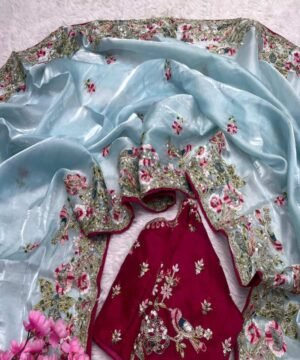 Pure soft jimmy choo silk saree with amazing embroidery JS54