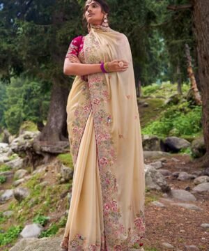 Pure soft jimmy choo silk saree with amazing embroidery JS54A