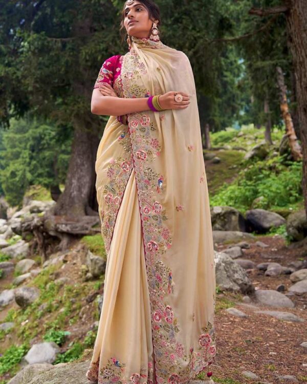Pure soft jimmy choo silk saree with amazing embroidery JS54A