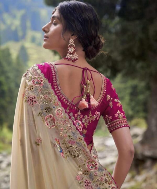 Pure soft jimmy choo silk saree with amazing embroidery JS54A