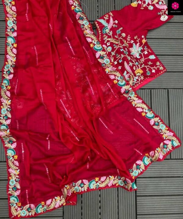 RANGOLI SILK SAREE WITH FANCY EMBROIDERY AND SEQUENCES WORK  RSS01