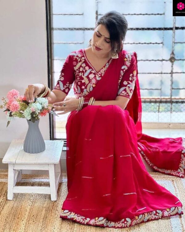 RANGOLI SILK SAREE WITH FANCY EMBROIDERY AND SEQUENCES WORK  RSS01