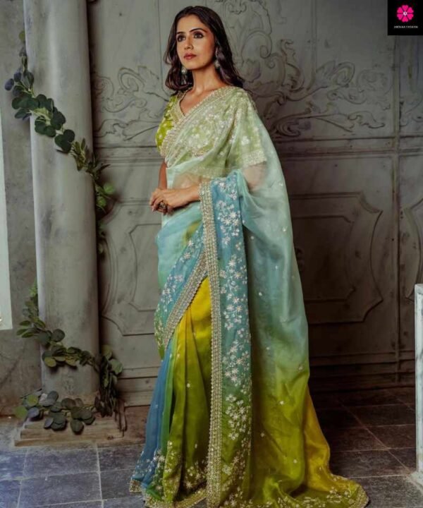 Pure Soft Organza Silk Saree With Heavy Embroidery SO101