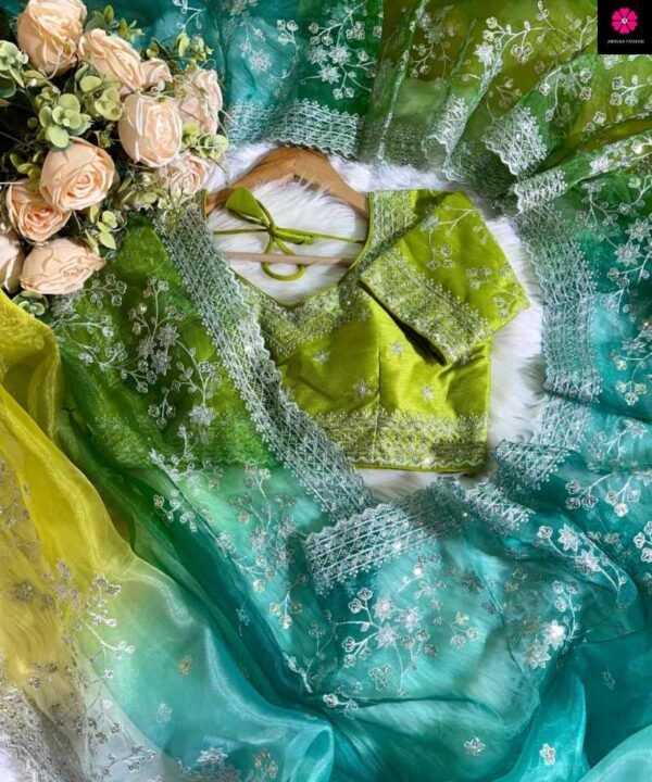 Pure Soft Organza Silk Saree With Heavy Embroidery SO101